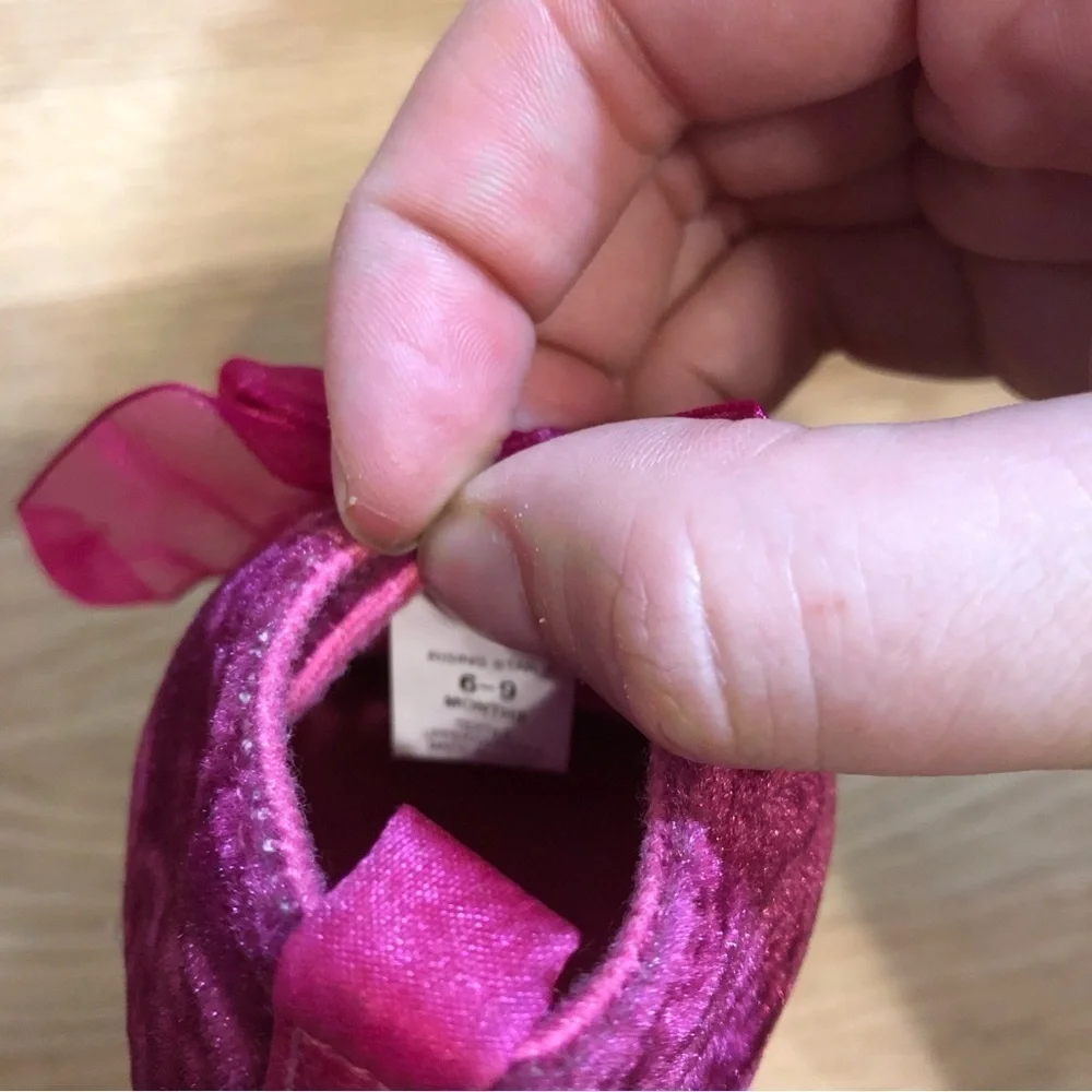 Girls Baby Shoe Bundle Velour Velvet Knit Red Pink Bear 6-9 mos